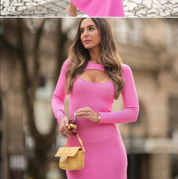 Zara * cut out knit dress pink maxi midi - Picture 10 of 12